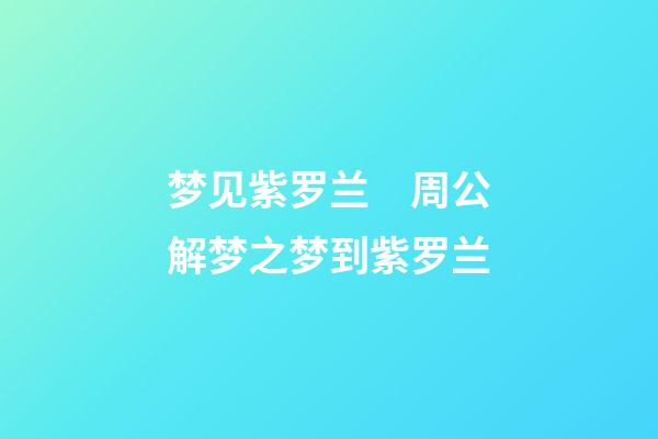 梦见紫罗兰　周公解梦之梦到紫罗兰